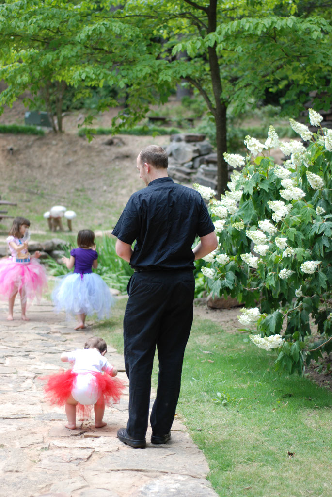 Daddy and girls walking more